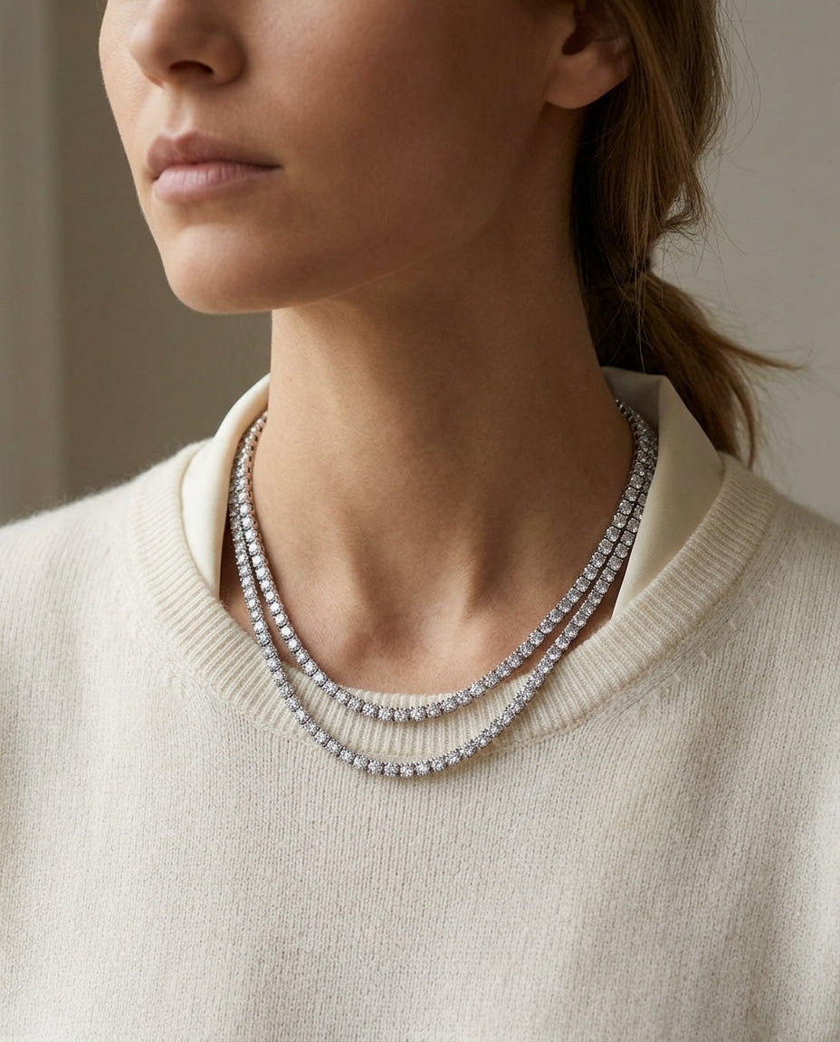 Diamond Necklace In 18k White Gold (45 Ct Tw.) — editorial close-up