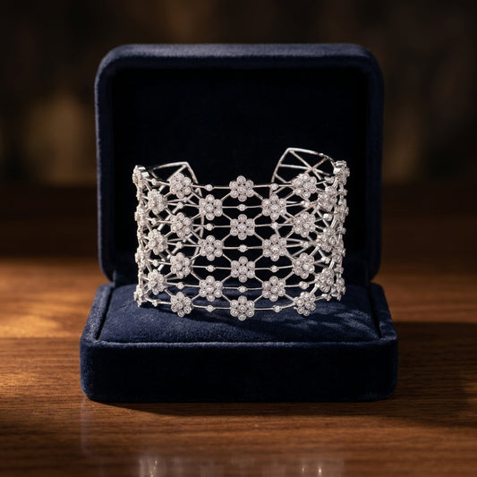 Multi Floral Cluster Bangle In 18k White Gold (2-3/8 Ct. Tw.) — gift presentation