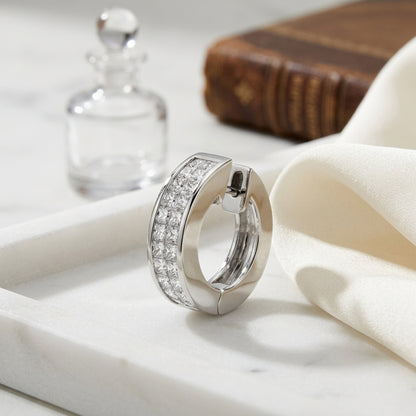 Diamond Invisible Set Huggie Earrings In 18k White Gold — atelier still life