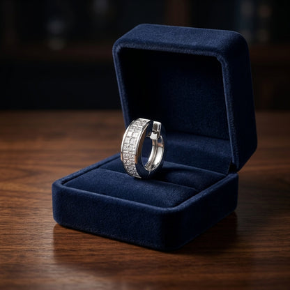 Diamond Invisible Set Huggie Earrings In 18k White Gold — gift presentation