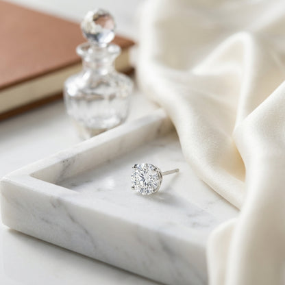 18k White Gold 3-prong Round Brilliant Diamond Stud Earrings (0.75 Ct. T.w., Si1-si2 Clarity, H-i Color) — atelier still life