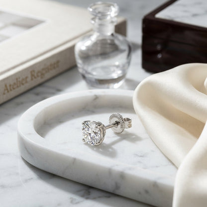 18k White Gold 3-prong Round Brilliant Diamond Stud Earrings (0.75 Ct. T.w., Vs1-vs2 Clarity, H-i Color) — atelier still life