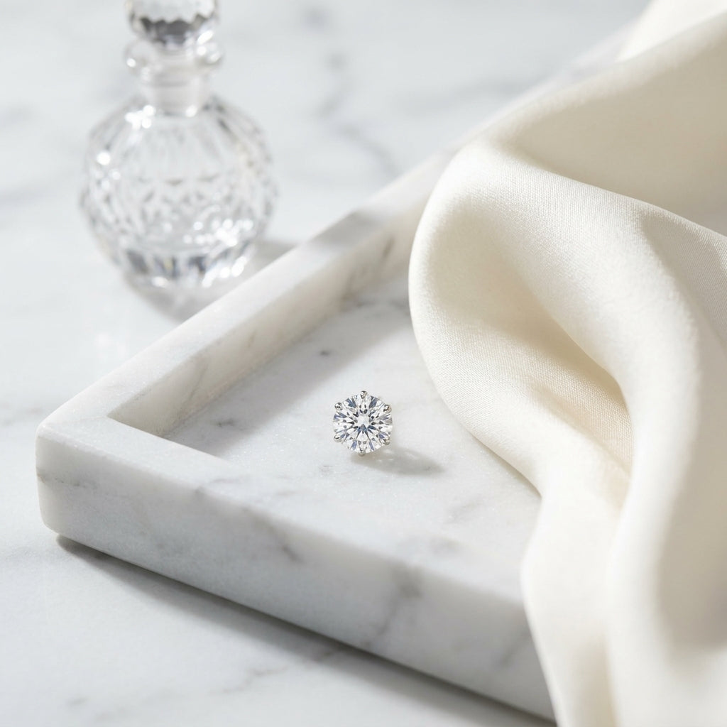 18k White Gold 3-prong Round Brilliant Diamond Stud Earrings (0.75 Ct. T.w., Si1-si2 Clarity, J-k Color) — atelier still life