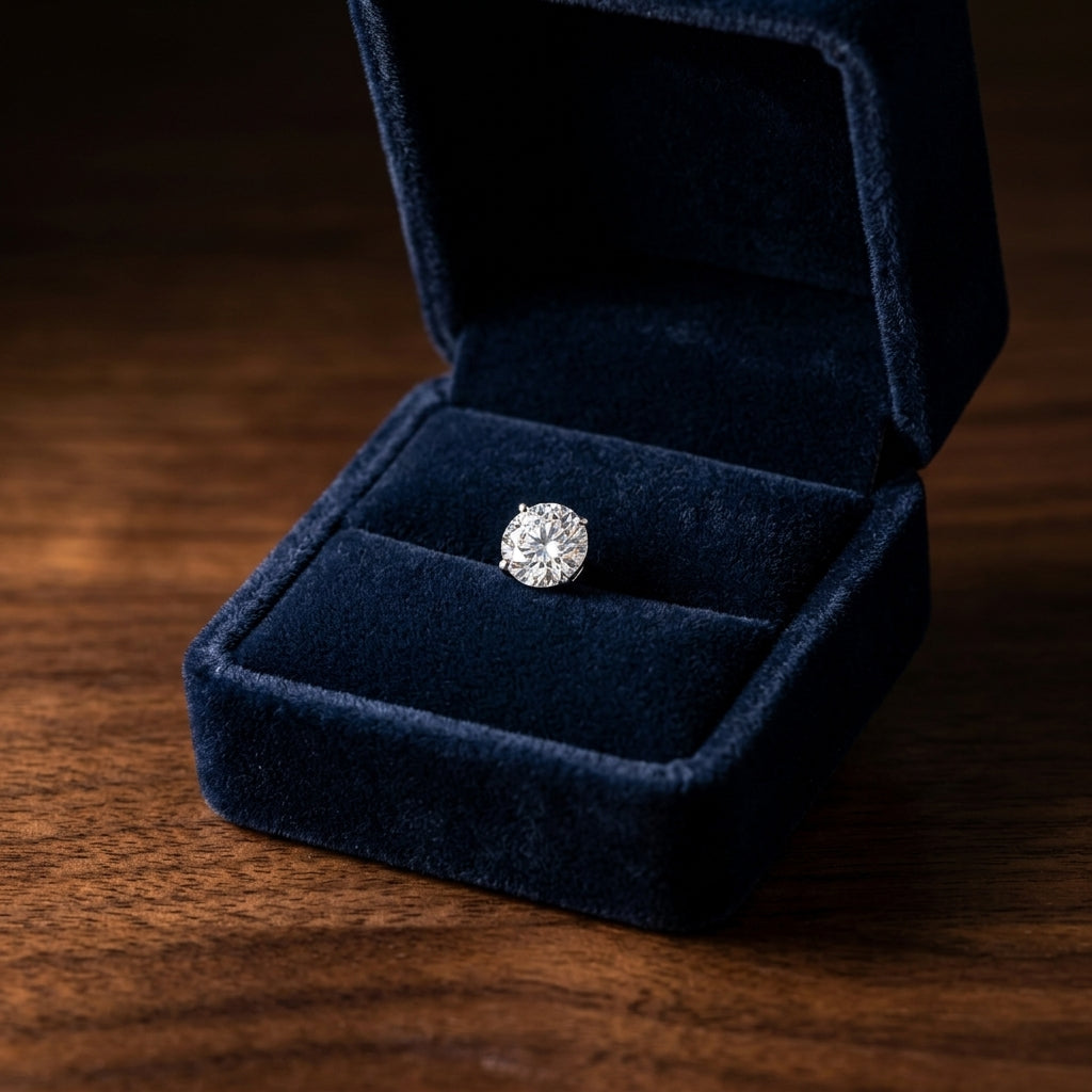 18k White Gold 3-prong Round Brilliant Diamond Stud Earrings (1 Ct. T.w., Si1-si2 Clarity, H-i Color) — gift presentation