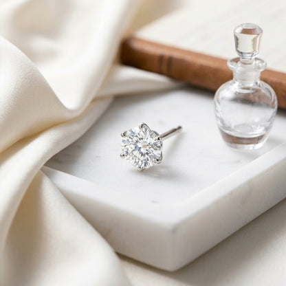18k White Gold 3-prong Round Brilliant Diamond Stud Earrings (1 Ct. T.w., Si1-si2 Clarity, J-k Color) — atelier still life