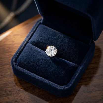 18k White Gold 3-prong Round Brilliant Diamond Stud Earrings (1.48 Ct. T.w., Vs1-vs2 Clarity, H-i Color) — gift presentation