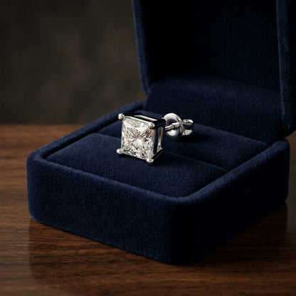 18k White Gold 4-prong Princess Diamond Stud Earrings (0.75 Ct. T.w., Si1-2 Clarity, H-i Color) — gift presentation