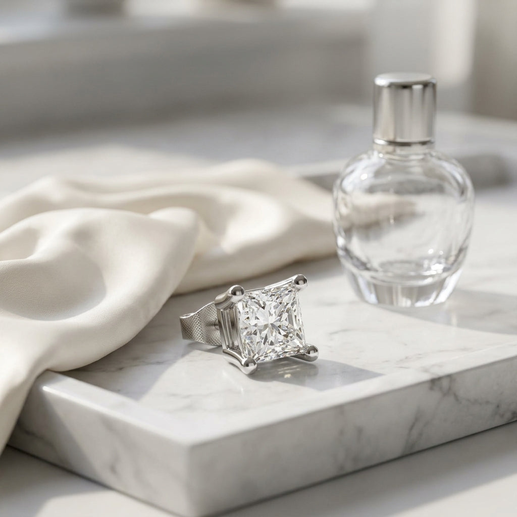 18k White Gold 4-prong Princess Diamond Stud Earrings (1.06 Ct. T.w., Si1-2 Clarity, H-i Color) — atelier still life