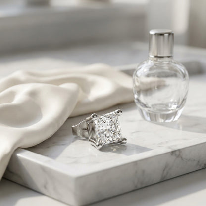 18k White Gold 4-prong Princess Diamond Stud Earrings (1.06 Ct. T.w., Si1-2 Clarity, H-i Color) — atelier still life