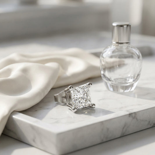18k White Gold 4-prong Princess Diamond Stud Earrings (1.06 Ct. T.w., Si1-2 Clarity, H-i Color) — atelier still life