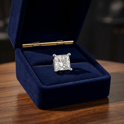 18k White Gold 4-prong Princess Diamond Stud Earrings (1.06 Ct. T.w., Si1-2 Clarity, H-i Color) — gift presentation