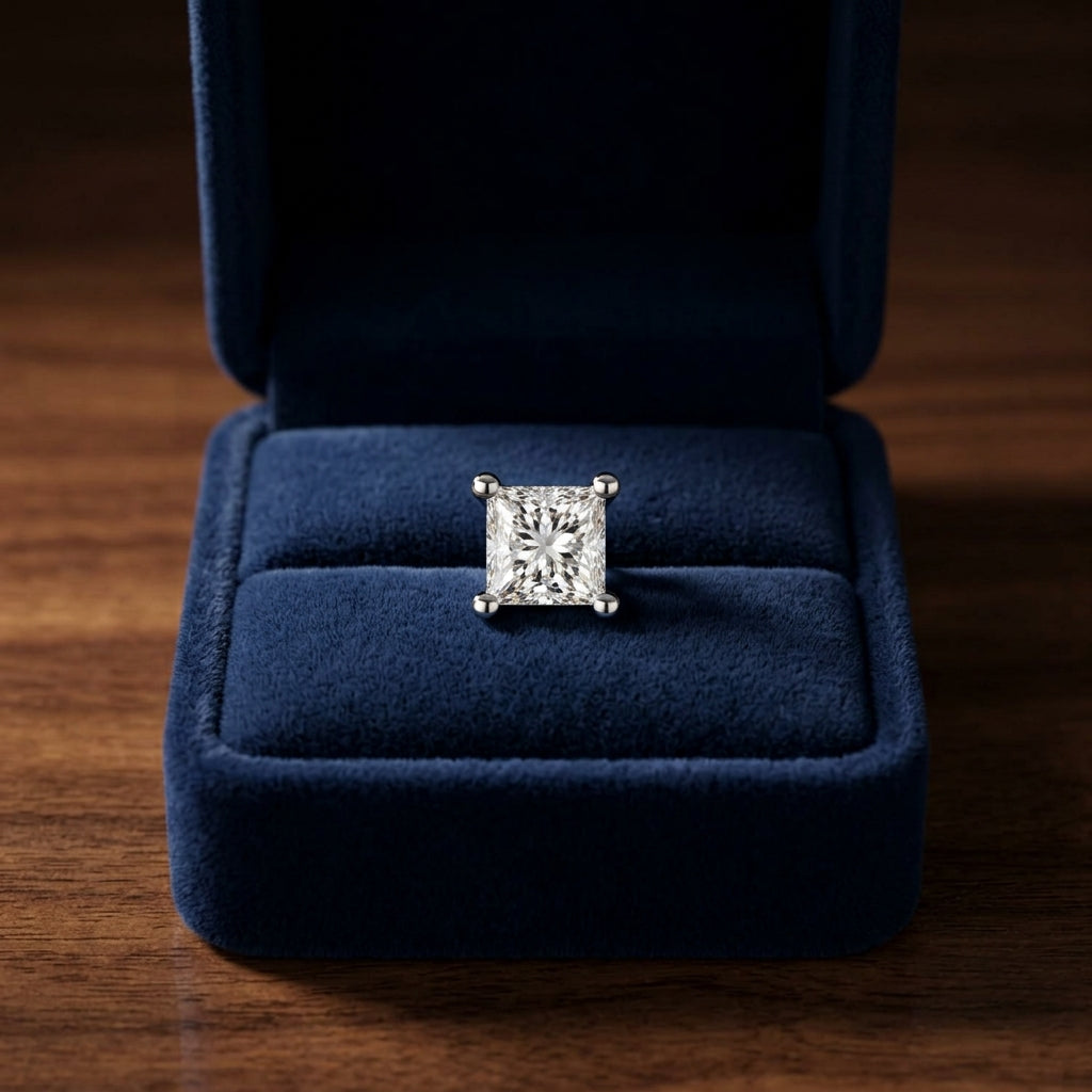 18k White Gold 4-prong Princess Diamond Stud Earrings (1.07 Ct. T.w., Vs1-vs2 Clarity, H-i Color) — gift presentation
