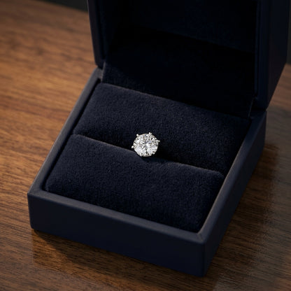 18k White Gold 4-prong Round Brilliant Diamond Stud Earrings (0.75 Ct. T.w., Vs1-vs2 Clarity, F-g Color) — gift presentation
