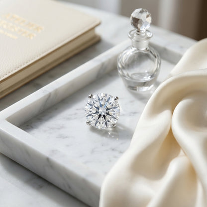 18k White Gold 4-prong Round Brilliant Diamond Stud Earrings (1 Ct. T.w., Si1-si2 Clarity, H-i Color) — atelier still life