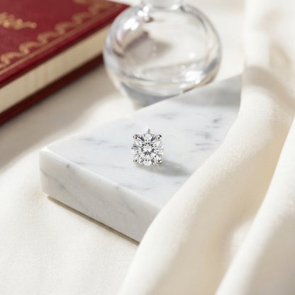 18k White Gold 4-prong Round Brilliant Diamond Stud Earrings (1.06 Ct. T.w., Vs1-vs2 Clarity, H-i Color) — atelier still life