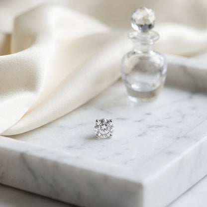 18k White Gold 4-prong Round Brilliant Diamond Stud Earrings (1 Ct. T.w., Si1-si2 Clarity, J-k Color) — atelier still life