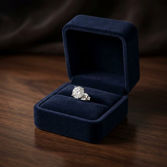18k White Gold 4-prong Round Brilliant Diamond Stud Earrings (1.47 Ct. T.w., Si1-si2 Clarity, H-i Color) — gift presentation