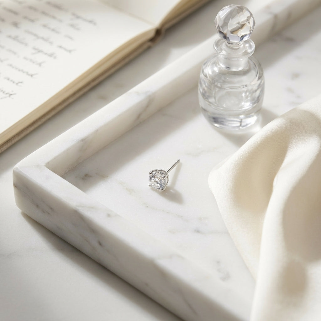 18k White Gold Bezel Set Round Brilliant Diamond Stud Earrings (0.75 Ct. T.w., Vs1-vs2 Clarity, F-g Color) — atelier still life