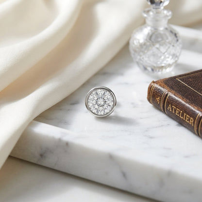 18k White Gold Bezel Set Round Brilliant Diamond Stud Earrings (0.75 Ct. T.w., Si1-si2 Clarity, H-i Color) — atelier still life