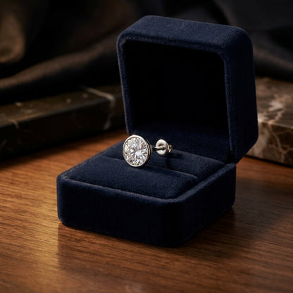 18k White Gold Bezel Set Round Brilliant Diamond Stud Earrings (0.75 Ct. T.w., Si1-si2 Clarity, H-i Color) — gift presentation