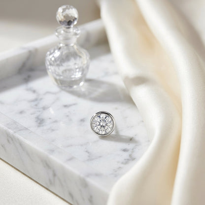 18k White Gold Bezel Set Round Brilliant Diamond Stud Earrings (0.75 Ct. T.w., Si1-si2 Clarity, J-k Color) — atelier still life