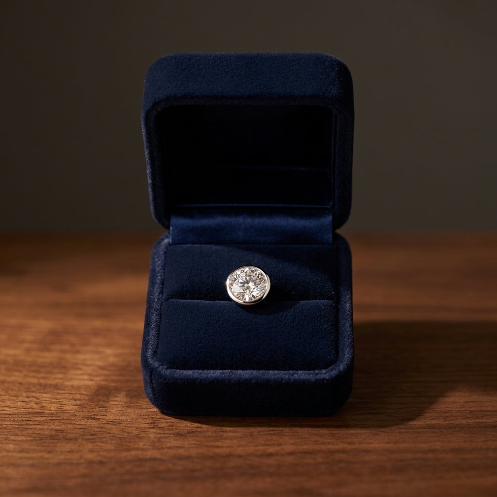 18k White Gold Bezel Set Round Brilliant Diamond Stud Earrings (0.75 Ct. T.w., Si1-si2 Clarity, J-k Color) — gift presentation