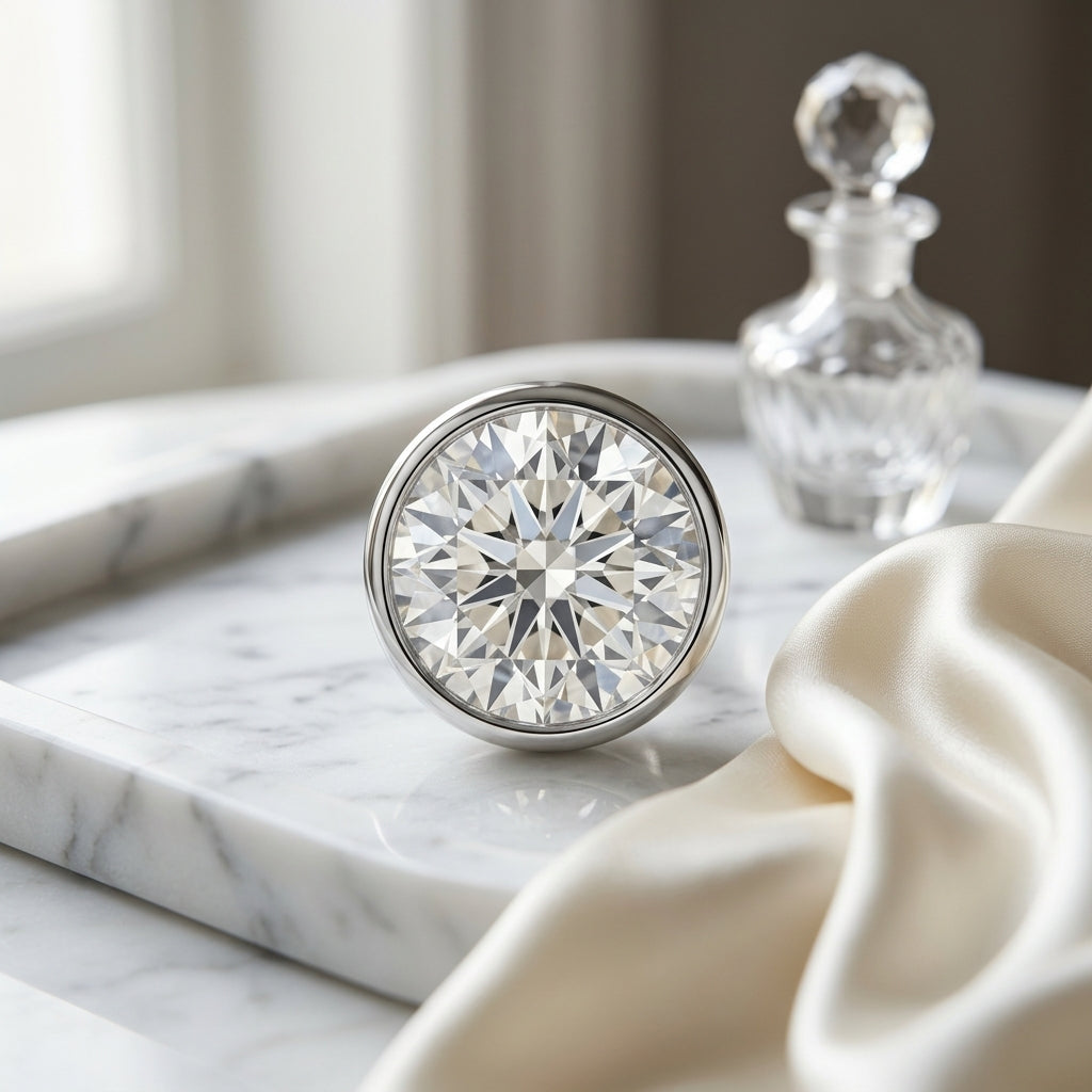 18k White Gold Bezel Set Round Brilliant Diamond Stud Earrings (1 Ct. T.w., Si1-si2 Clarity, H-i Color) — atelier still life