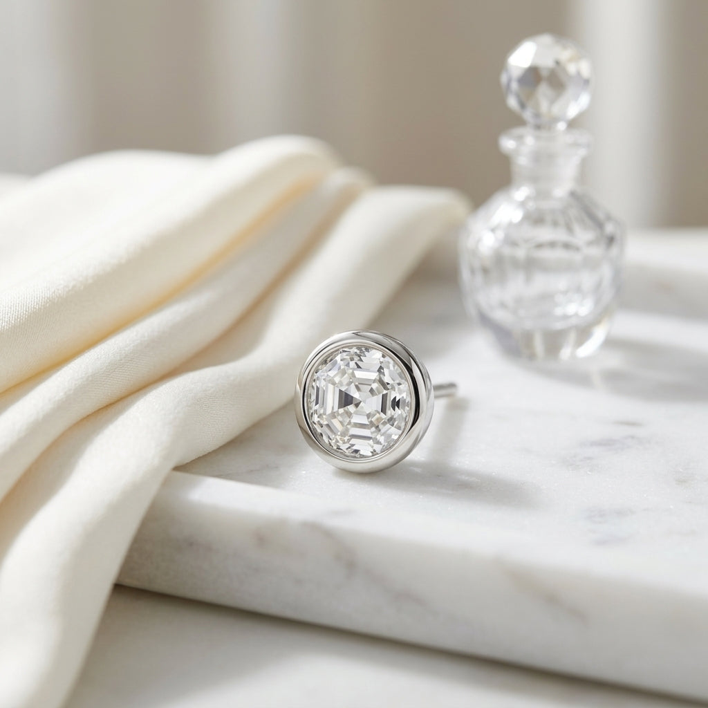 18k White Gold Bezel Set Round Brilliant Diamond Stud Earrings (1.48 Ct. T.w., Vs1-vs2 Clarity, H-i Color) — atelier still life