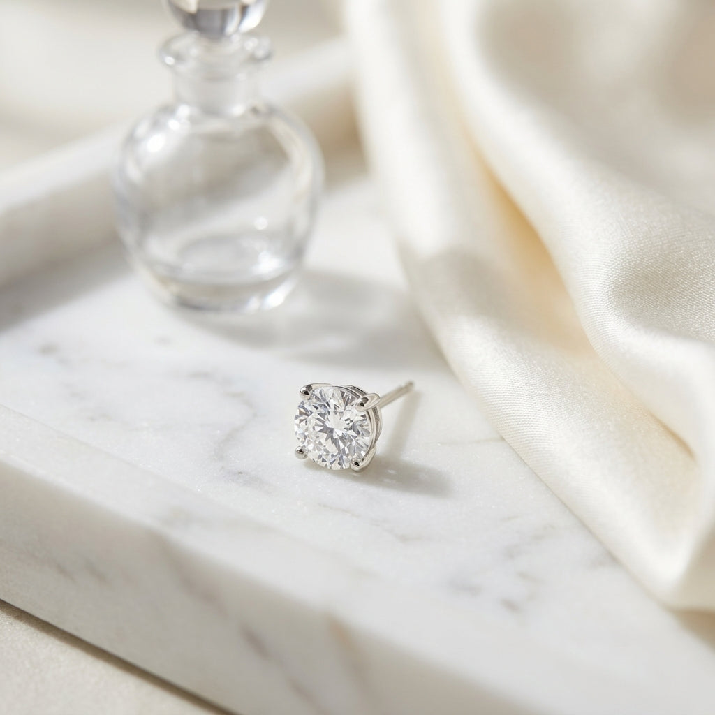 18k White Gold 8-prong Round Brilliant Diamond Stud Earrings (0.75 Ct. T.w., Vs1-vs2 Clarity, H-i Color) — atelier still life
