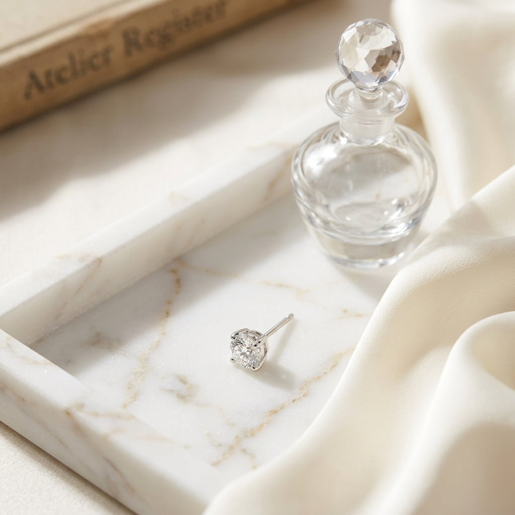 18k White Gold 8-prong Round Brilliant Diamond Stud Earrings (1.06 Ct. T.w., Vs1-vs2 Clarity, F-g Color) — atelier still life