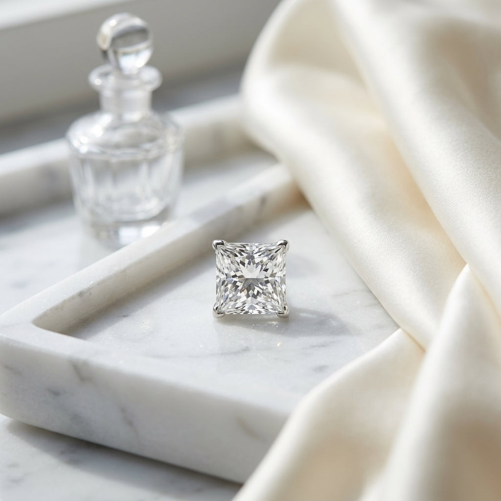 18k White Gold 8-prong Round Brilliant Diamond Stud Earrings (1 Ct. T.w., Si1-si2 Clarity, J-k Color) — atelier still life
