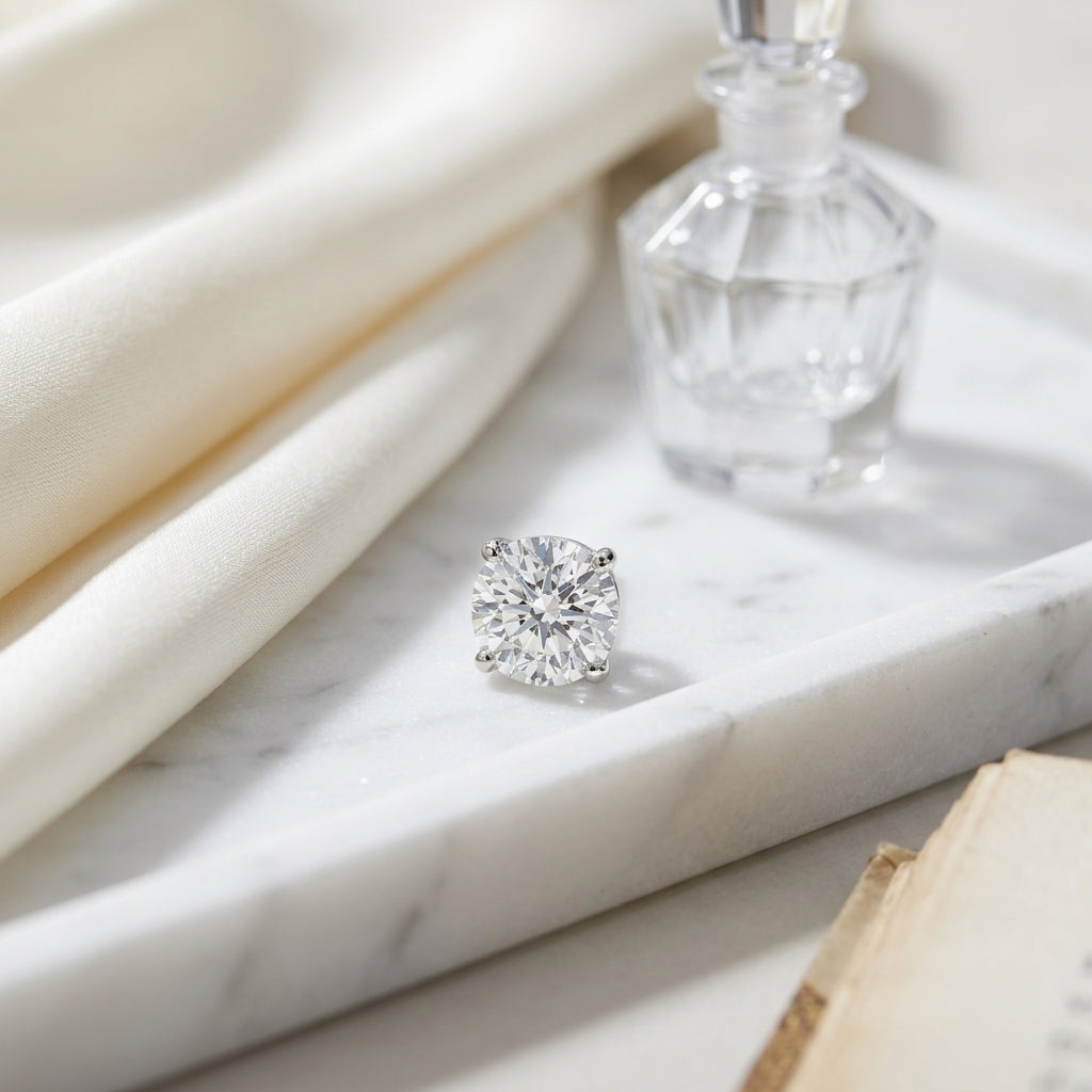 18k White Gold 8-prong Round Brilliant Diamond Stud Earrings (1.47 Ct. T.w., Si1-si2 Clarity, H-i Color) — atelier still life