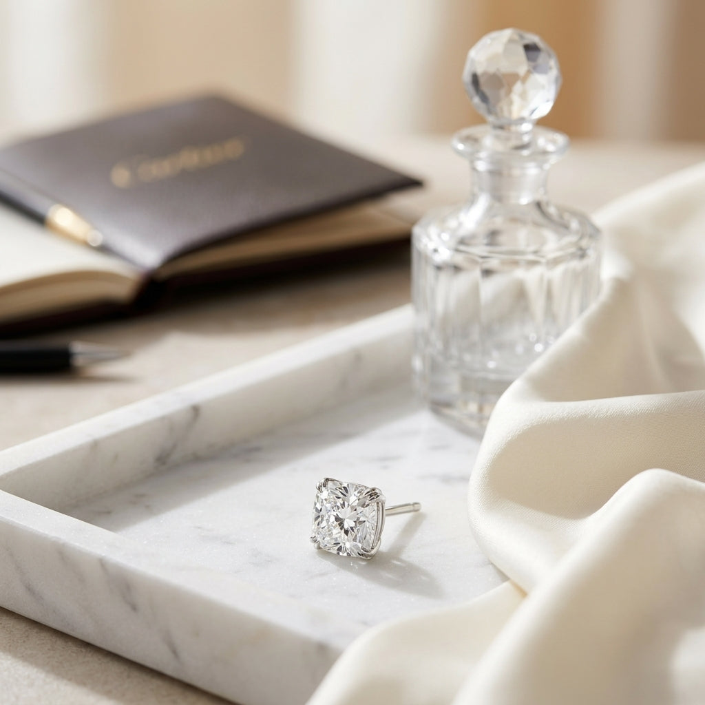 18k White Gold 8-prong Round Brilliant Diamond Stud Earrings (1.48 Ct. T.w., Vs1-vs2 Clarity, H-i Color) — atelier still life
