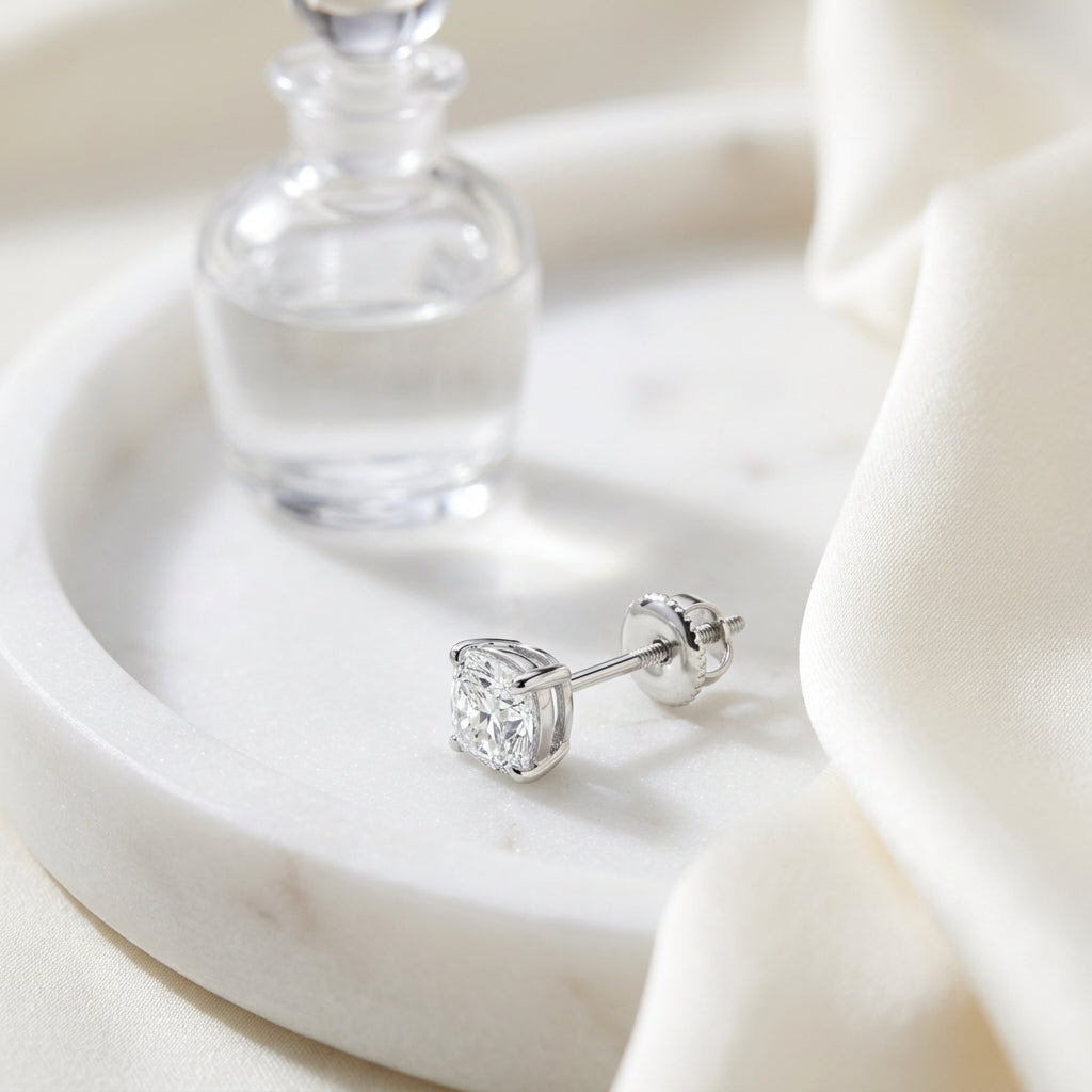 18k White Gold 8-prong Round Brilliant Diamond Stud Earrings (2.09 Ct. T.w., Vs1-vs2 Clarity, H-i Color) — atelier still life