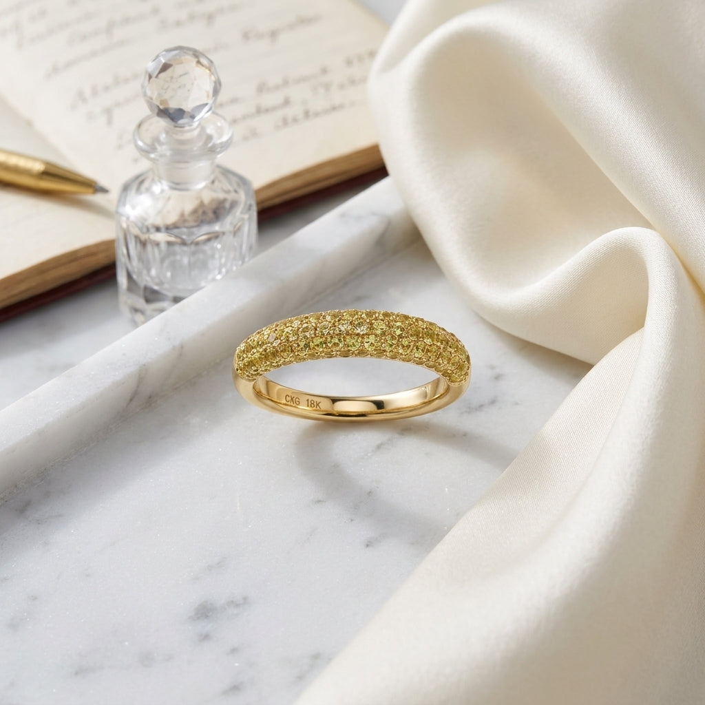 Yellow Sapphire Pave Band  In 18k Yellow Gold — atelier still life