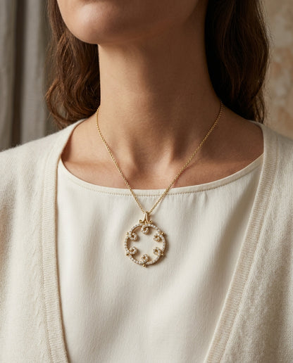 Diamond Fashion Pendant In 18k Yellow Gold — editorial close-up