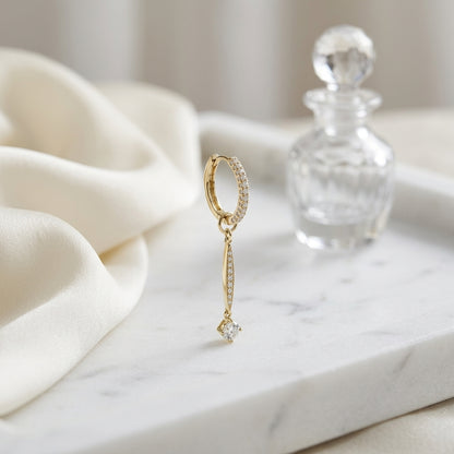 Hoop/ Drop  0.65ct Diamonds Earrings Set In 18k Yellow Gold — atelier still life