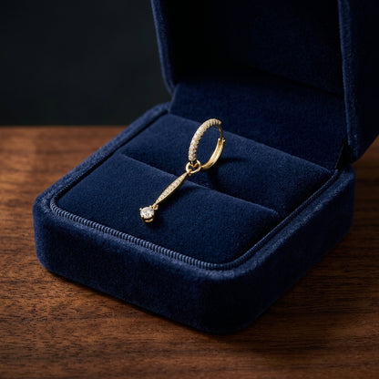 Hoop/ Drop  0.65ct Diamonds Earrings Set In 18k Yellow Gold — gift presentation