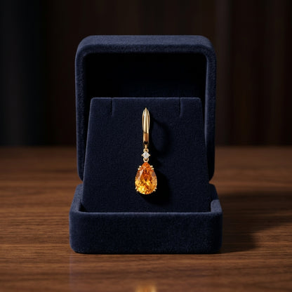 Citrine And Diamond Teardrop Dangle Earrings In 18k Yellow Gold (9x6mm) — gift presentation