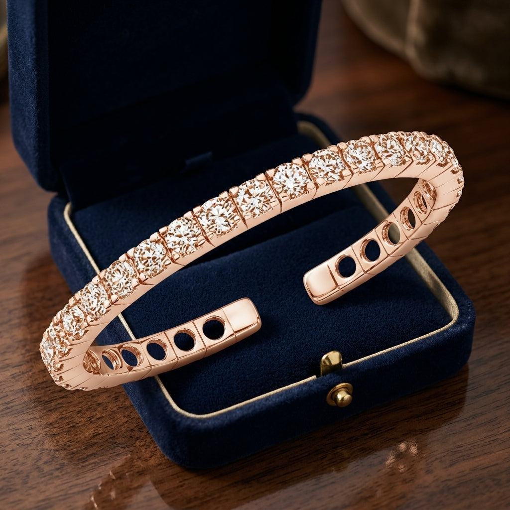 Diamond Flexible Cuff Bracelet In 18k Yellow Gold — gift presentation