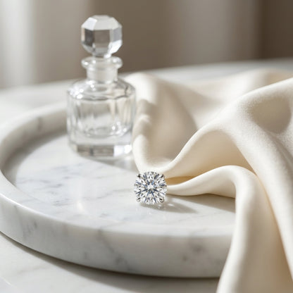 18k Yellow Gold 3-prong Round Brilliant Diamond Stud Earrings (1.06 Ct. T.w., Vs1-vs2 Clarity, H-i Color) — atelier still life