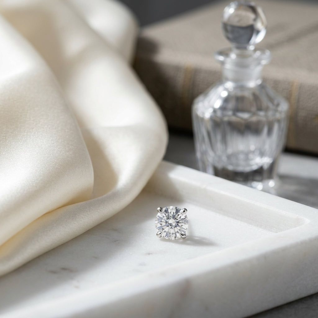 18k Yellow Gold 3-prong Round Brilliant Diamond Stud Earrings (1 Ct. T.w., Si1-si2 Clarity, J-k Color) — atelier still life