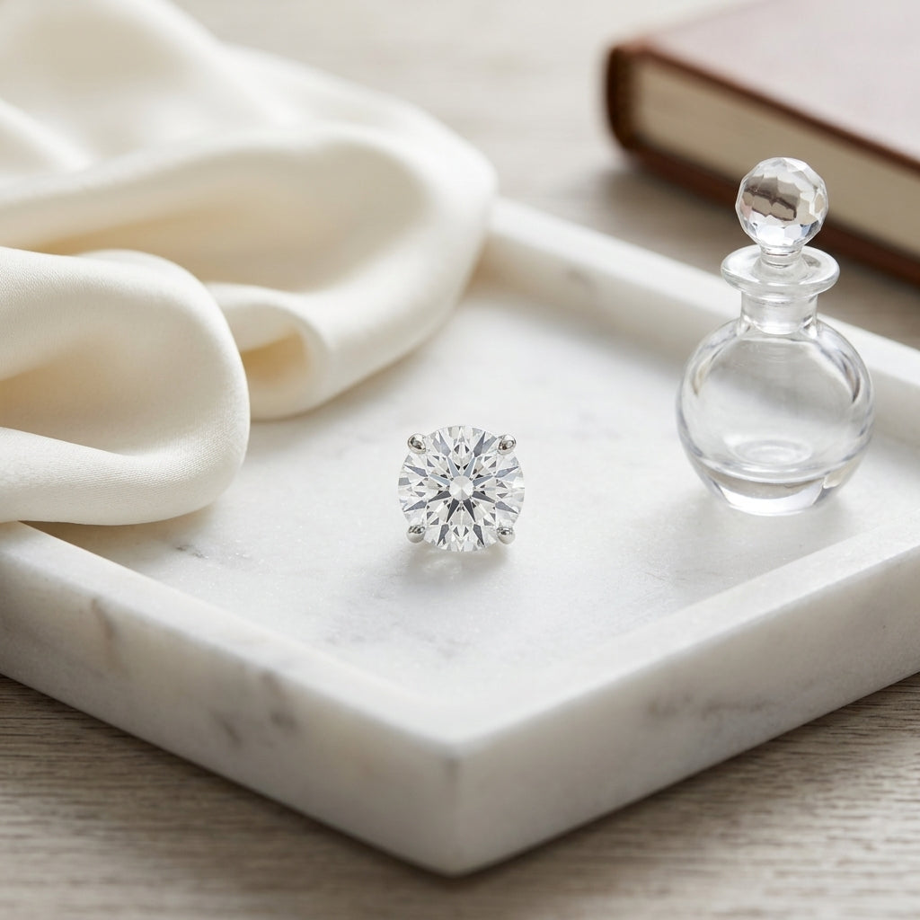 18k Yellow Gold 3-prong Round Brilliant Diamond Stud Earrings (1.48 Ct. T.w., Vs1-vs2 Clarity, H-i Color) — atelier still life