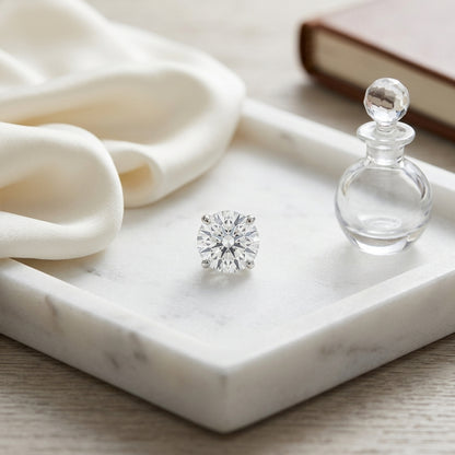 18k Yellow Gold 3-prong Round Brilliant Diamond Stud Earrings (1.48 Ct. T.w., Vs1-vs2 Clarity, H-i Color) — atelier still life