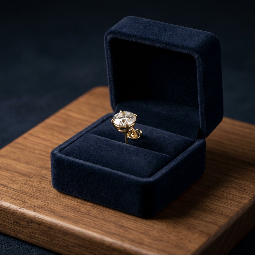 18k Yellow Gold 3-prong Round Brilliant Diamond Stud Earrings (1.48 Ct. T.w., Vs1-vs2 Clarity, H-i Color) — gift presentation