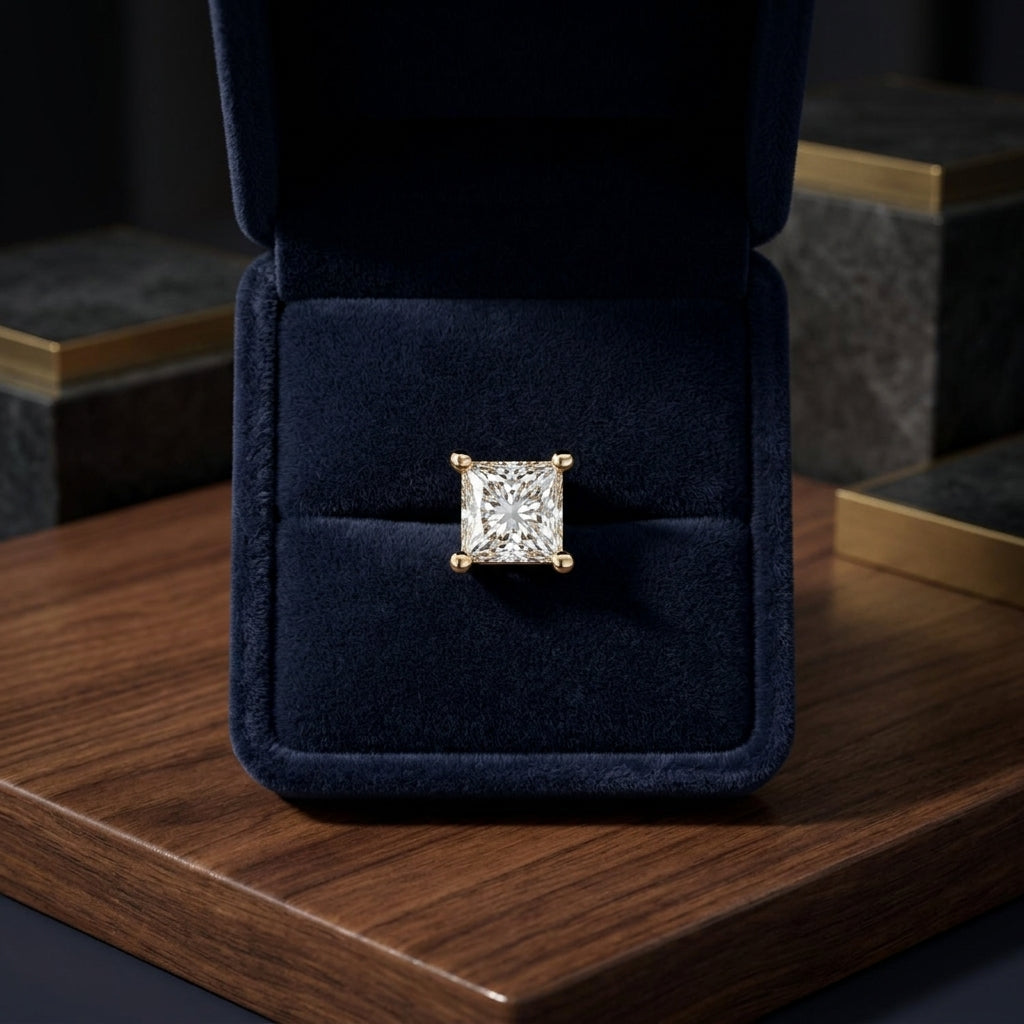 18k Yellow Gold 4-prong Princess Diamond Stud Earrings (0.75 Ct. T.w., Vs1-vs2 Clarity, H-i Color) — gift presentation