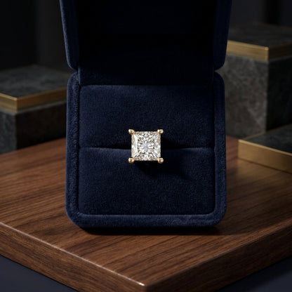 18k Yellow Gold 4-prong Princess Diamond Stud Earrings (0.75 Ct. T.w., Vs1-vs2 Clarity, H-i Color) — gift presentation