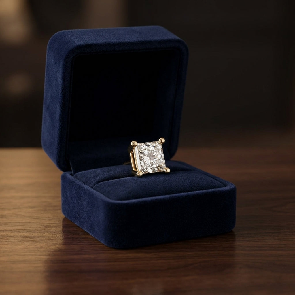 18k Yellow Gold 4-prong Princess Diamond Stud Earrings (1.06 Ct. T.w., Si1-2 Clarity, H-i Color) — gift presentation