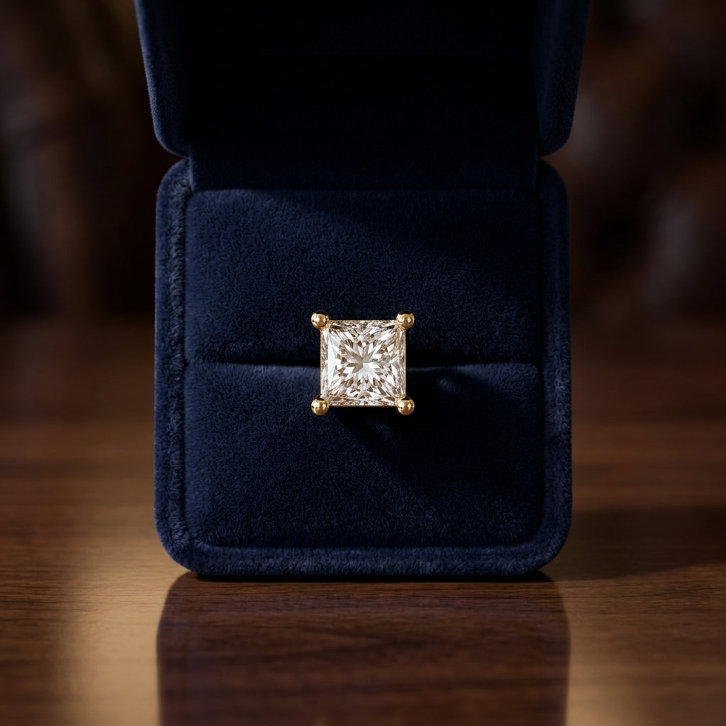 18k Yellow Gold 4-prong Princess Diamond Stud Earrings (1.07 Ct. T.w., Vs1-vs2 Clarity, H-i Color) — gift presentation