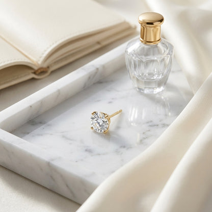 18k Yellow Gold 4-prong Round Brilliant Diamond Stud Earrings (0.75 Ct. T.w., Vs1-vs2 Clarity, H-i Color) — atelier still life